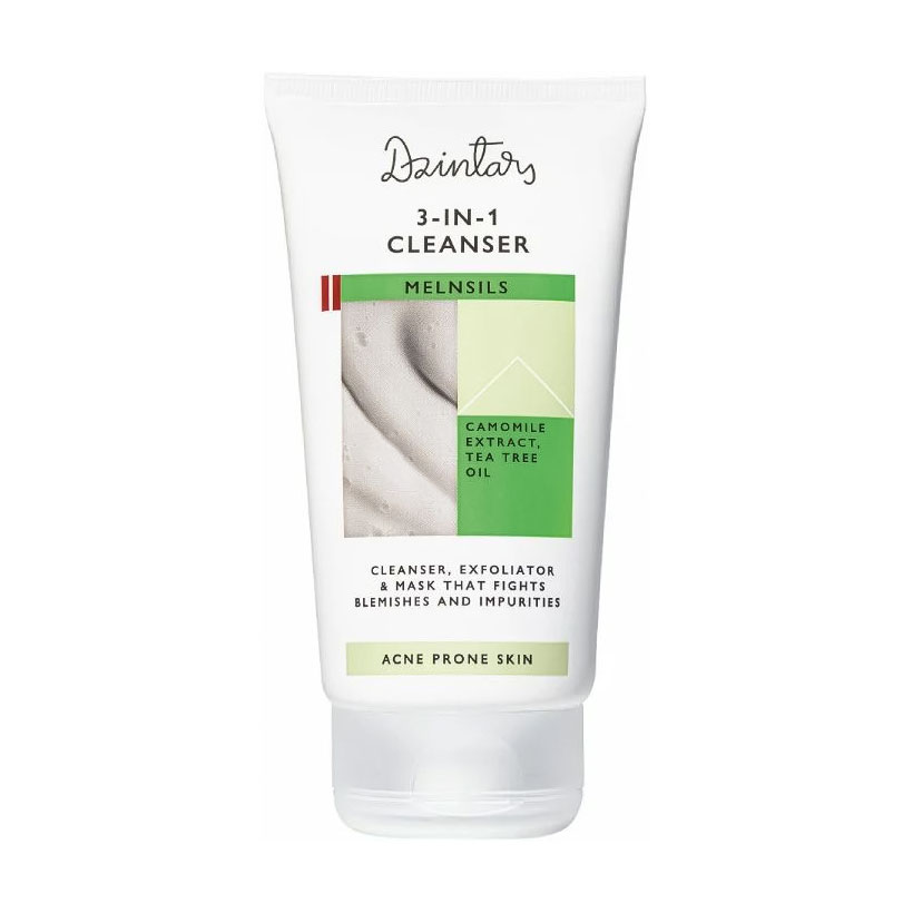 Очищувальний засіб для обличчя Dzintars Melnsils 3-In-1 Cleanser для шкіри схильної до акне, з екстрактом ромашки та олією чайного дерева, 150 мл